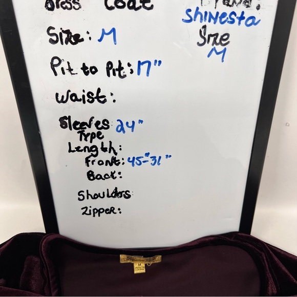 Shinestar Gold Velvet Long Sleeve V Neck Faux Wrap Dress Plum Hi Low Hem Size M - Picture 5 of 14